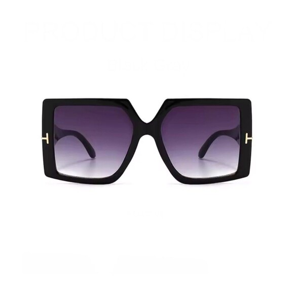 Square Sunglasses Woman Black Oversized Sun Glasses Female Retro Vintage Big - Picture 6 of 11